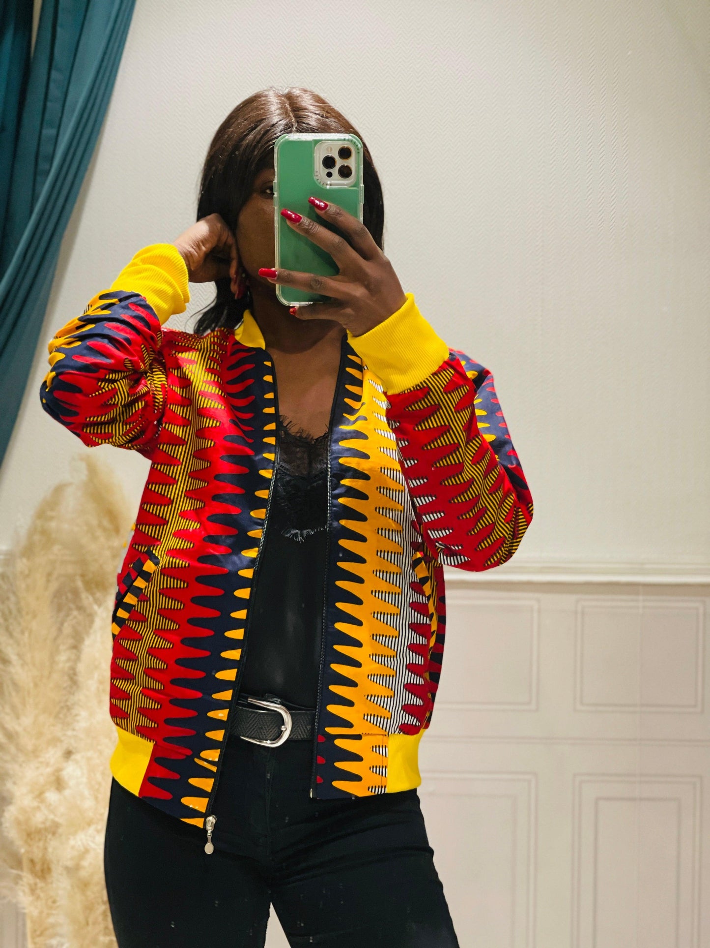 Bombers en wax rouge et jaune