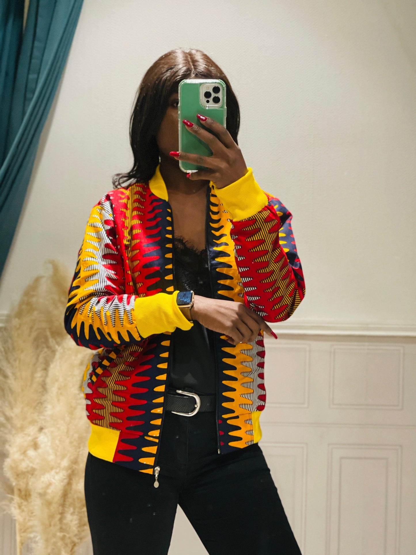 Bombers en wax rouge et jaune