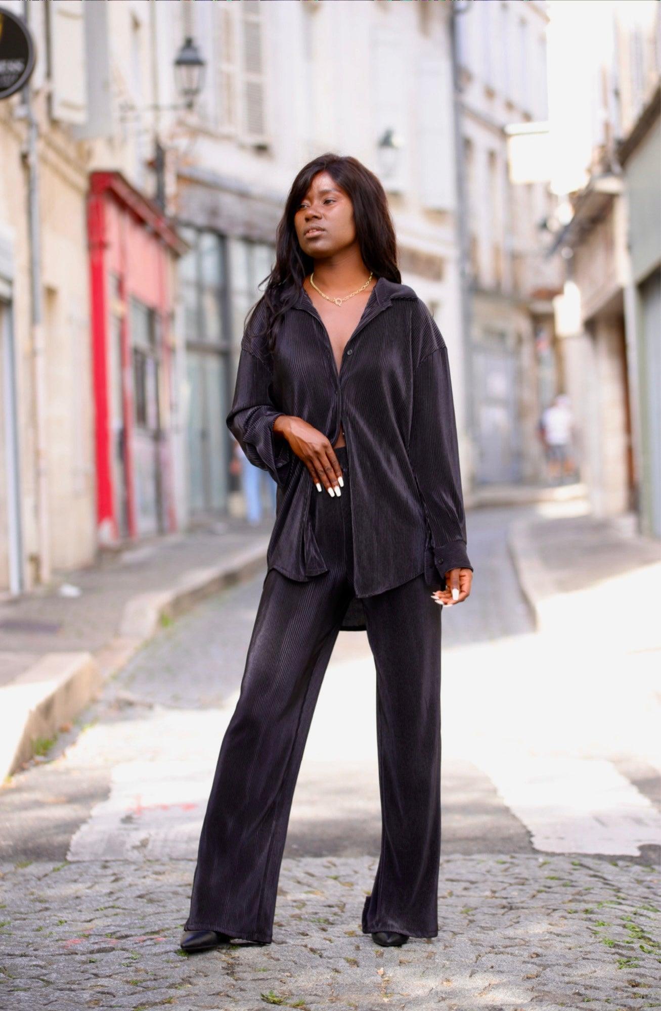Ensemble pantalon et chemise noir