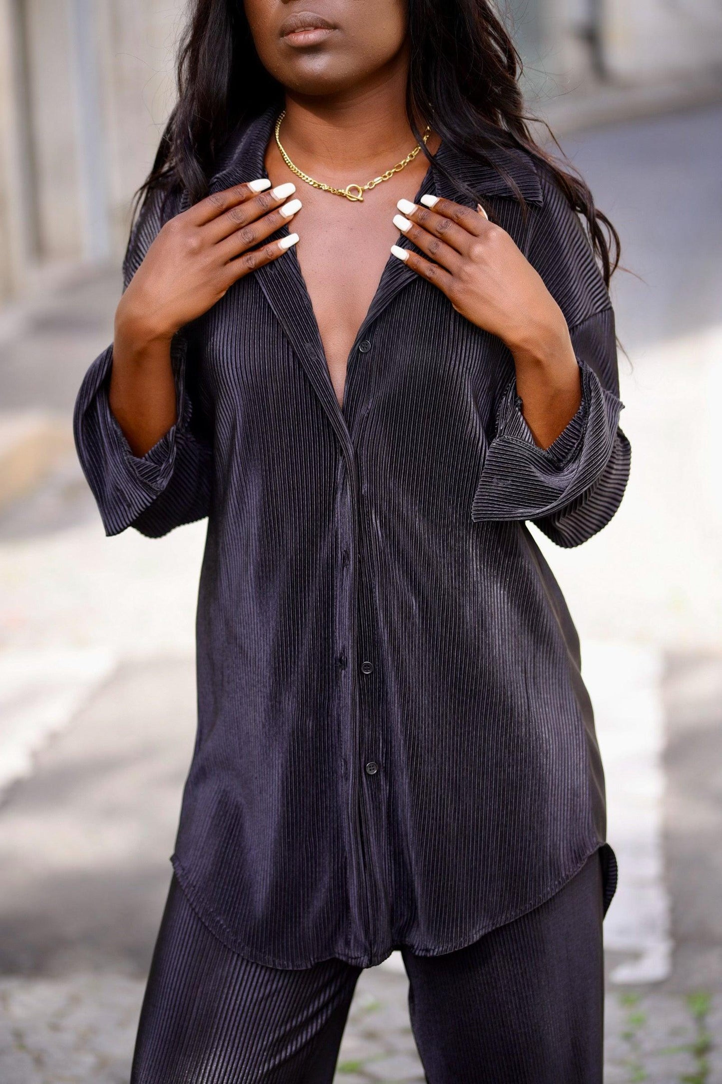 Ensemble pantalon et chemise noir