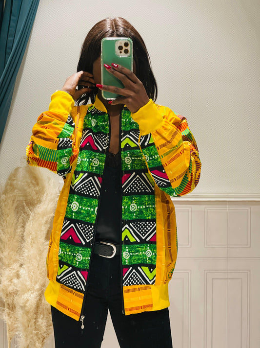 Bombers en wax jaune vert