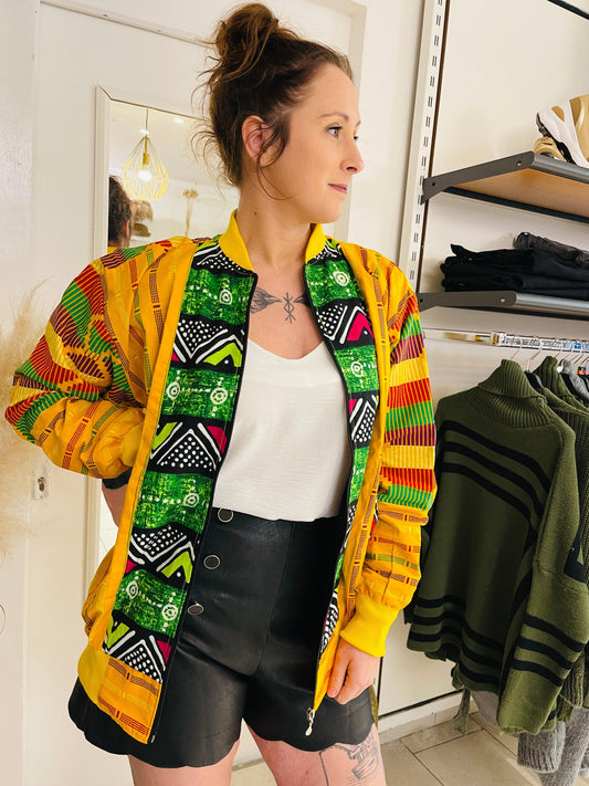 Bombers en wax jaune vert
