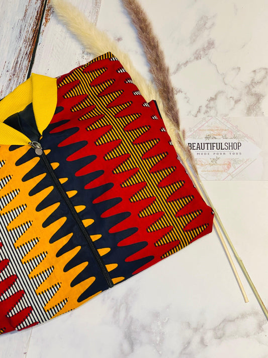 Bombers en wax rouge et jaune