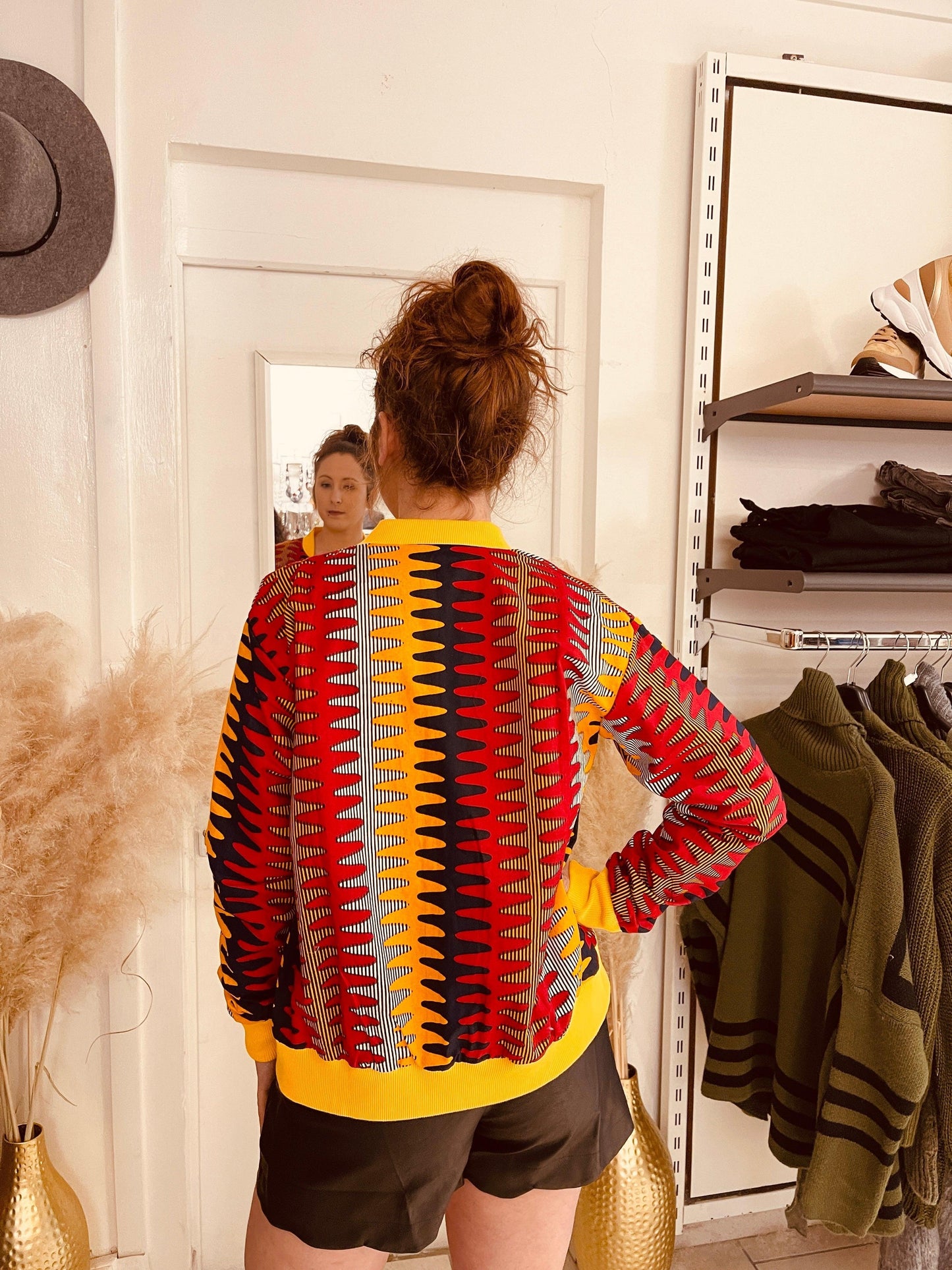 Bombers en wax rouge et jaune