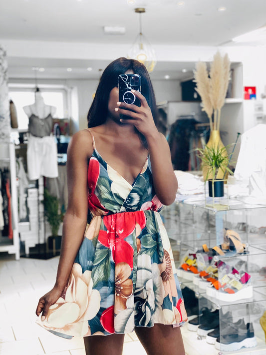 Combinaison encolure en V Imprimé floral - beautifulshop