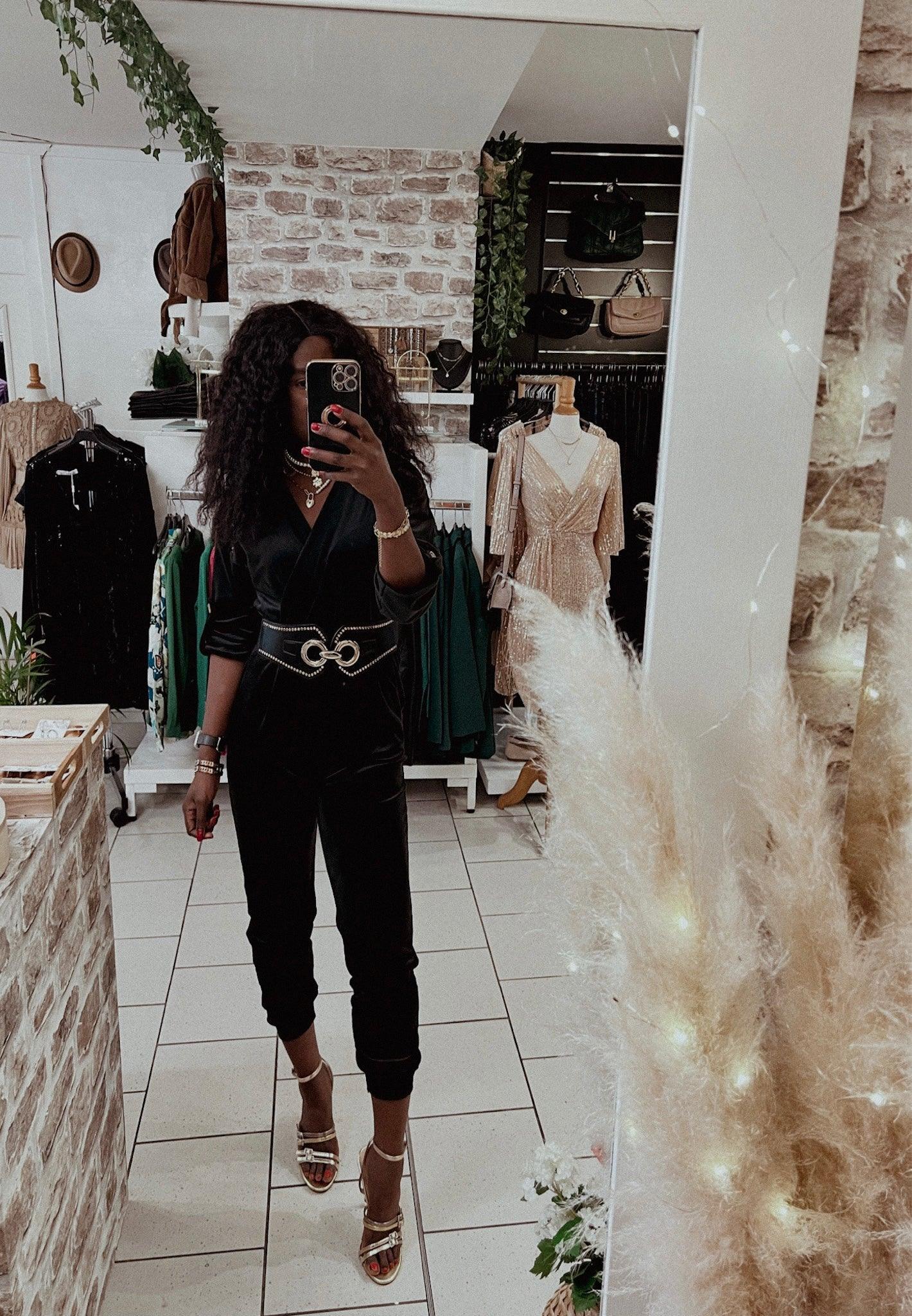 Combinaison noire en velour